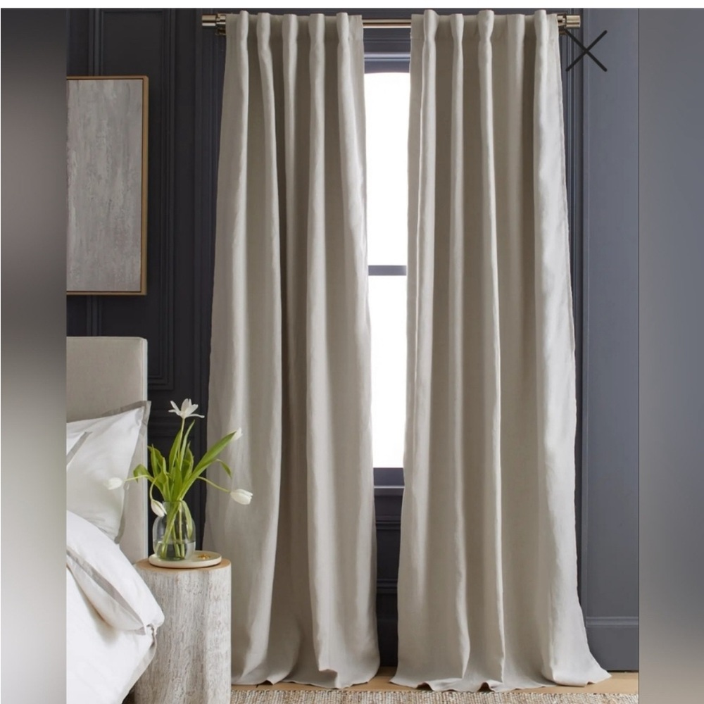 Quince Soft Cream Linen Blackout Curtain